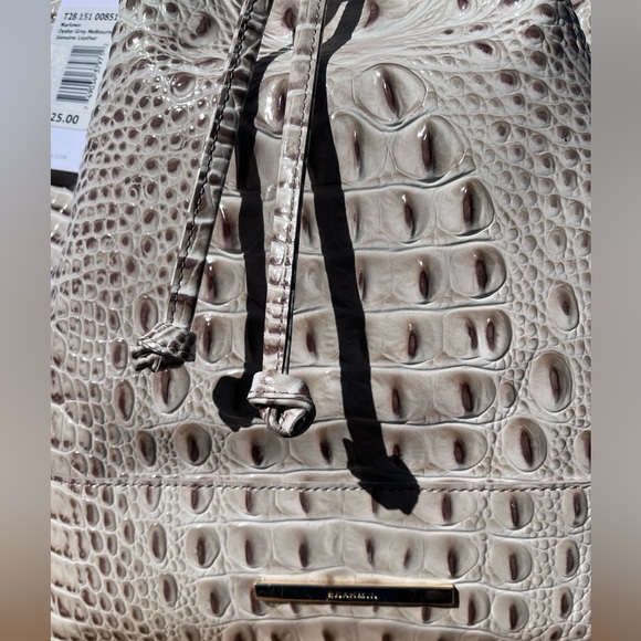 NWT Brahmin Marlowe Oyster Grey Melbourne Bucket Shoulder Bag - Picture 12 of 15